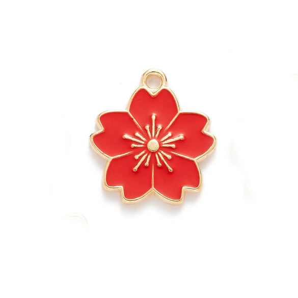 Alloy Jewelry Accessories Dripping Oil Totem Cherry Blossom Pendant For Necklace Bracelet Mobile Phone