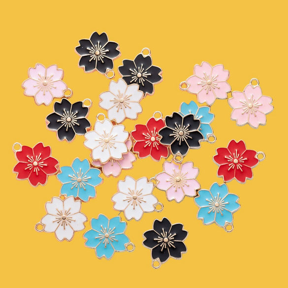 Alloy Jewelry Accessories Dripping Oil Totem Cherry Blossom Pendant For Necklace Bracelet Mobile Phone