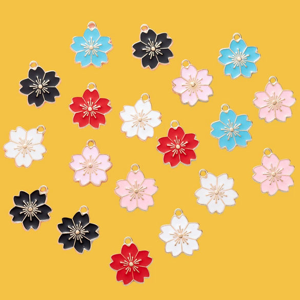 Alloy Jewelry Accessories Dripping Oil Totem Cherry Blossom Pendant For Necklace Bracelet Mobile Phone
