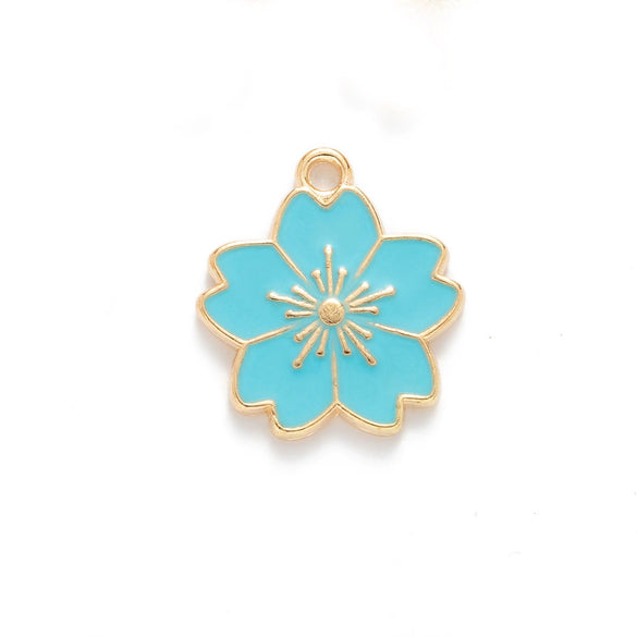 Alloy Jewelry Accessories Dripping Oil Totem Cherry Blossom Pendant For Necklace Bracelet Mobile Phone
