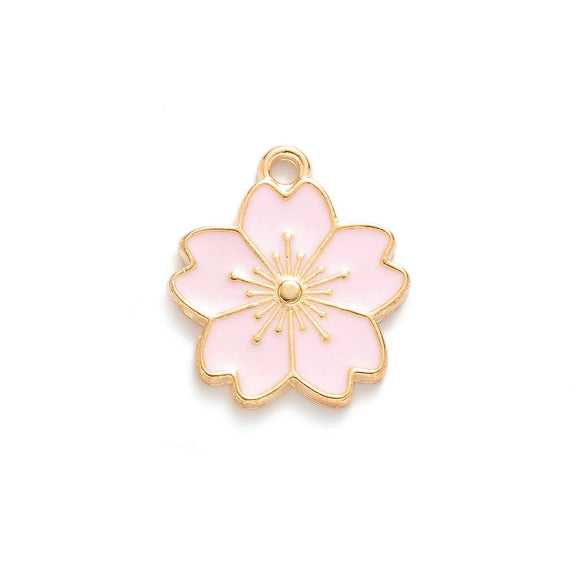 Alloy Jewelry Accessories Dripping Oil Totem Cherry Blossom Pendant For Necklace Bracelet Mobile Phone