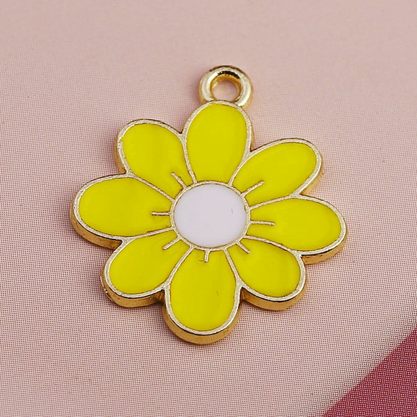 Alloy Jewelry Accessories Earrings Pendant With Five Color Flower And Eight Eyes Pattern Dripping Oil Style