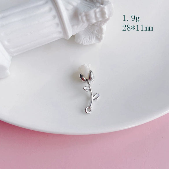 Alloy Jewelry Accessories Electroplated Rose Tulip Inlaid Small Pendant