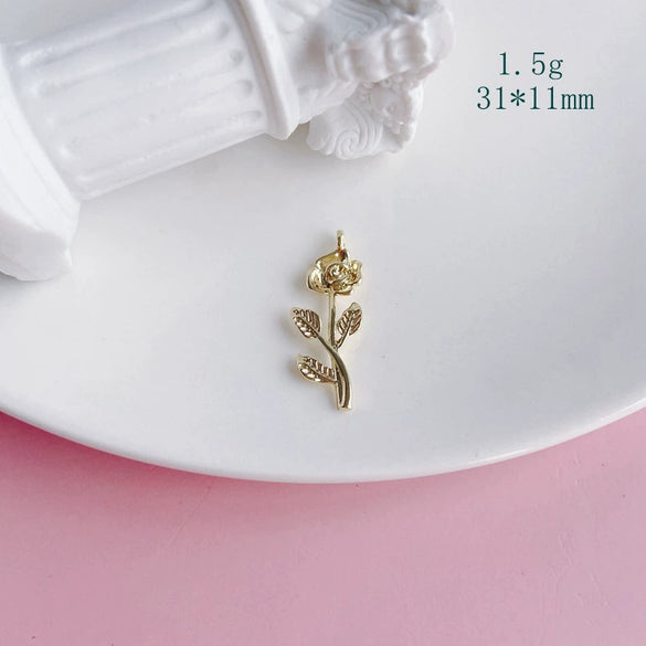 Alloy Jewelry Accessories Electroplated Rose Tulip Inlaid Small Pendant