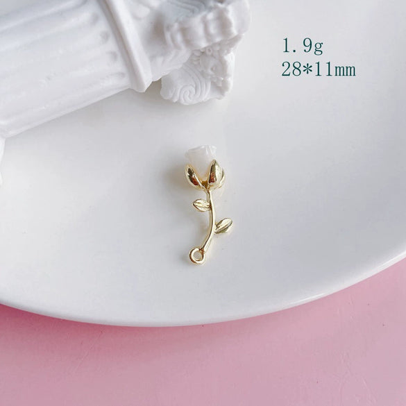 Alloy Jewelry Accessories Electroplated Rose Tulip Inlaid Small Pendant