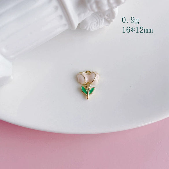 Alloy Jewelry Accessories Electroplated Rose Tulip Inlaid Small Pendant