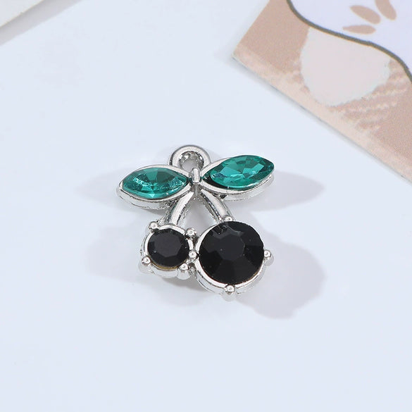 Alloy Jewelry Accessories Fruit Food Style Dripping Oil Cherry Pendant For Jewelry Making