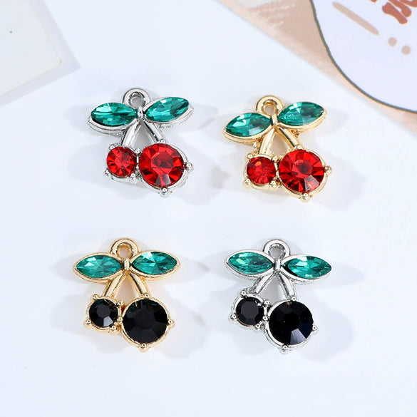 Alloy Jewelry Accessories Fruit Food Style Dripping Oil Cherry Pendant For Jewelry Making