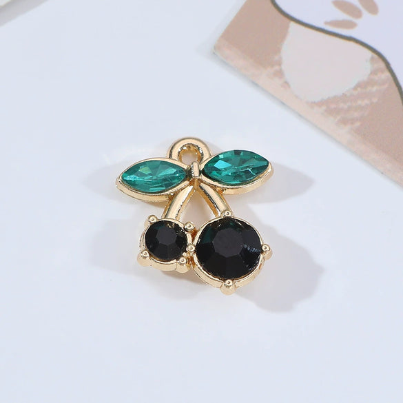 Alloy Jewelry Accessories Fruit Food Style Dripping Oil Cherry Pendant For Jewelry Making