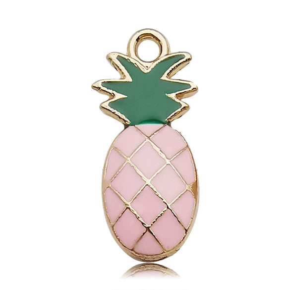 Alloy Jewelry Accessories Moon Leaf Pendant With Dripping Oil Design And Return Pattern Fruit Food Style