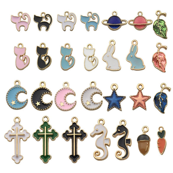 Alloy Jewelry Accessories Moon Leaf Pendant With Dripping Oil Design And Return Pattern Fruit Food Style