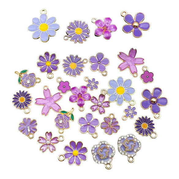 Alloy Jewelry Accessories Oildrip Purple Flower Totem Pendant