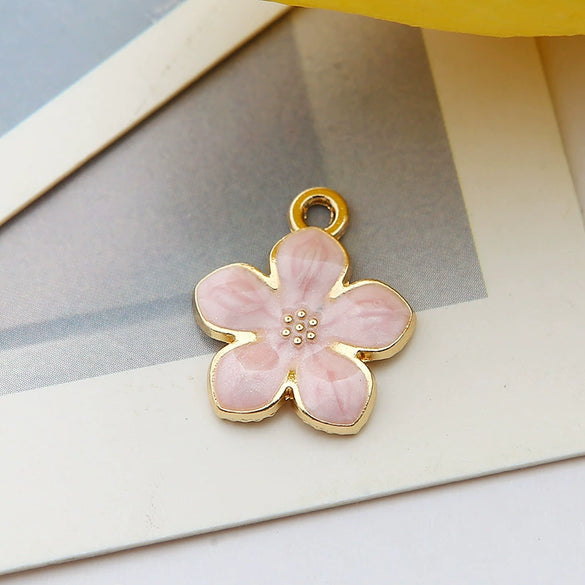 Alloy Jewelry Accessories Pendant With Dripping Oil Design And Pearl Flower For Diy