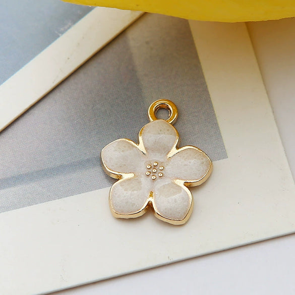 Alloy Jewelry Accessories Pendant With Dripping Oil Design And Pearl Flower For Diy