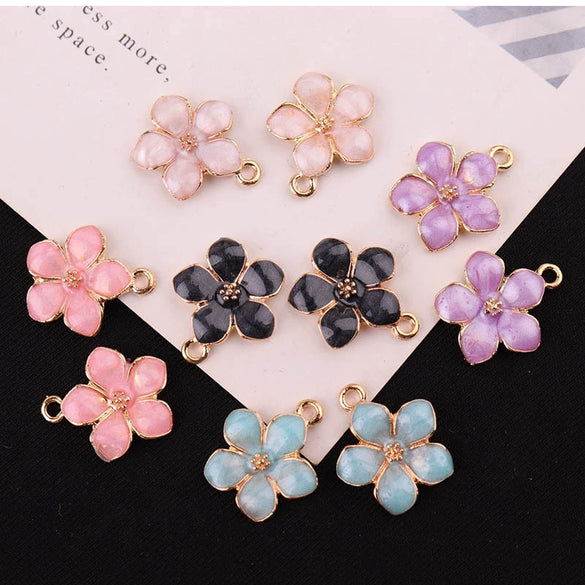 Alloy Jewelry Accessories Pendant With Dripping Oil Design And Pearl Flower For Diy