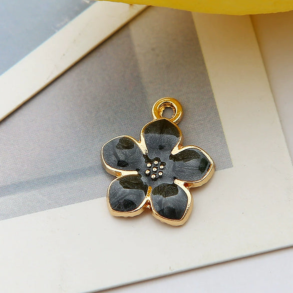 Alloy Jewelry Accessories Pendant With Dripping Oil Design And Pearl Flower For Diy