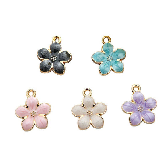 Alloy Jewelry Accessories Pendant With Dripping Oil Design And Pearl Flower For Diy