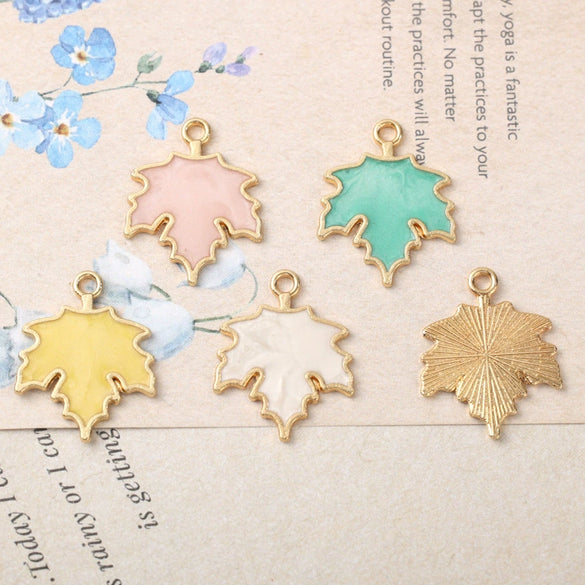 Alloy Jewelry Accessories With Pearlescent Maple Leaf Pattern And Dripping Oil Design