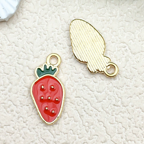 Alloy Jewelry Accessories With Three Dimensional Dripping Fruit Strawberry Design For Diy Bracelet Earrings Necklace