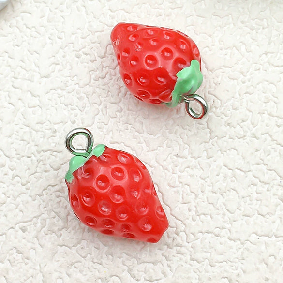 Alloy Jewelry Accessories With Three Dimensional Dripping Fruit Strawberry Design For Diy Bracelet Earrings Necklace