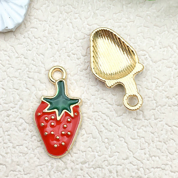 Alloy Jewelry Accessories With Three Dimensional Dripping Fruit Strawberry Design For Diy Bracelet Earrings Necklace
