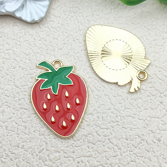 Alloy Jewelry Accessories With Three Dimensional Dripping Fruit Strawberry Design For Diy Bracelet Earrings Necklace