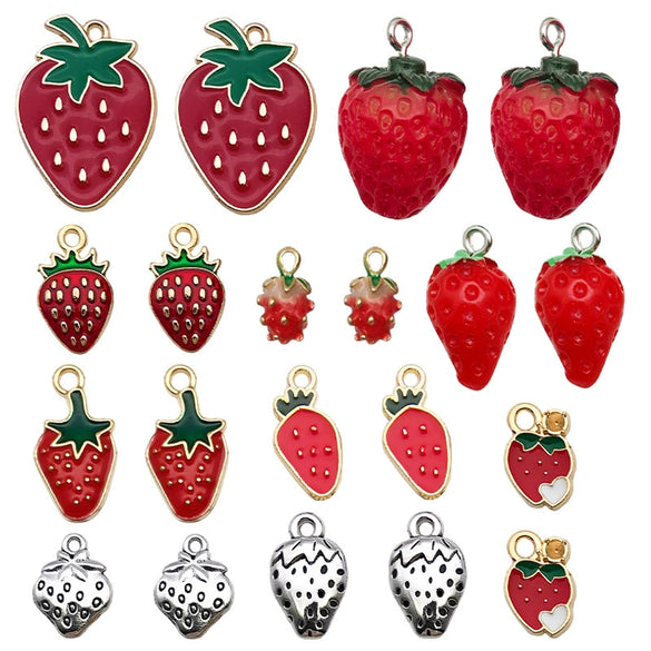 Alloy Jewelry Accessories With Three Dimensional Dripping Fruit Strawberry Design For Diy Bracelet Earrings Necklace