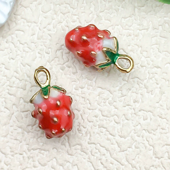 Alloy Jewelry Accessories With Three Dimensional Dripping Fruit Strawberry Design For Diy Bracelet Earrings Necklace