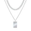 Alloy Jewelry Double Layer Small Square Pendant Necklace With Geometric Pattern And Ball Chain Electroplated Ins Style