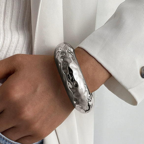 Alloy Jewelry Fashion Irregular Bracelet Geometric Style With Letters Numbers Text Electroplated