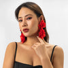 Alloy Jewelry Flower Tassel Ear Clip Electroplated For Women