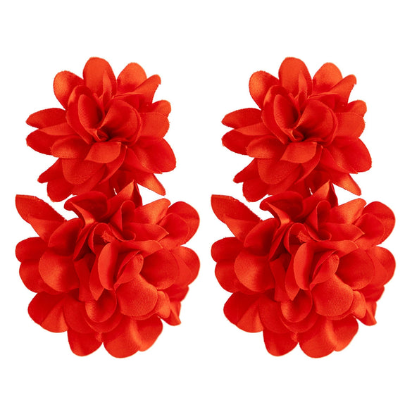 Alloy Jewelry Flower Tassel Ear Clip Electroplated For Women