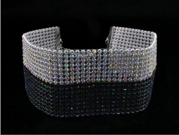 Alloy Jewelry Geometric Pattern Water Wave Chain Diamond Multilayer Collar Necklace