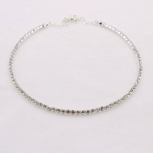 Alloy Jewelry Geometric Pattern Water Wave Chain Diamond Multilayer Collar Necklace