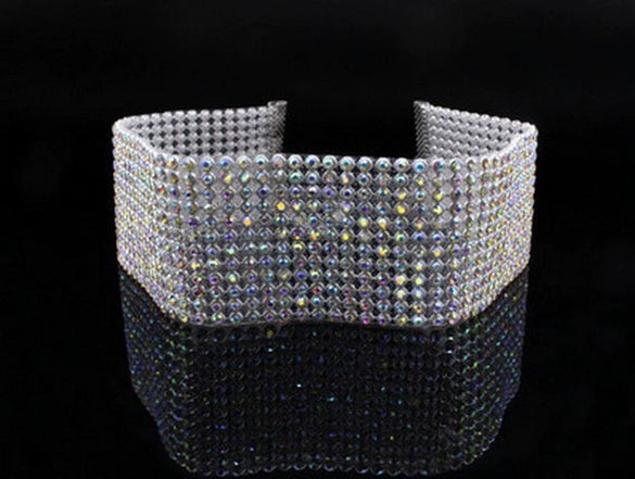 Alloy Jewelry Geometric Pattern Water Wave Chain Diamond Multilayer Collar Necklace