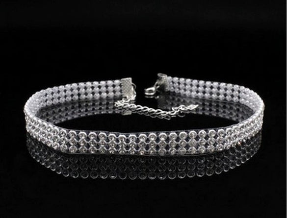 Alloy Jewelry Geometric Pattern Water Wave Chain Diamond Multilayer Collar Necklace