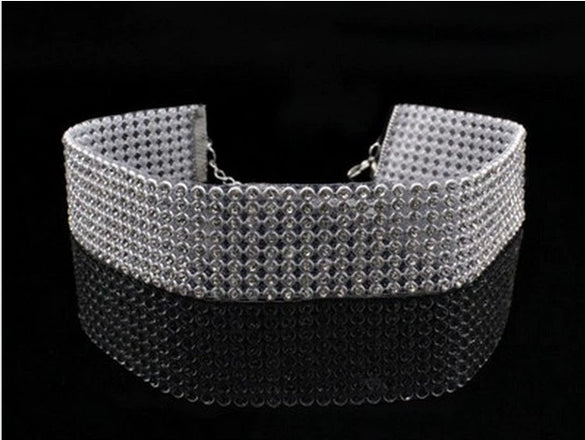 Alloy Jewelry Geometric Pattern Water Wave Chain Diamond Multilayer Collar Necklace