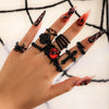 Alloy Jewelry Ghost Skull Spider Cross Ring Set With Geometric Animal Zodiac Pattern And Electroplating Treatment For Women
