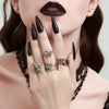 Alloy Jewelry Ghost Skull Spider Cross Ring Set With Geometric Animal Zodiac Pattern And Electroplating Treatment For Women