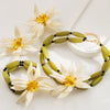 Alloy Jewelry Handmade Bamboo Chain Mixed Gem Inlay Flower Earrings Bracelet Double Layer Stacked Necklace
