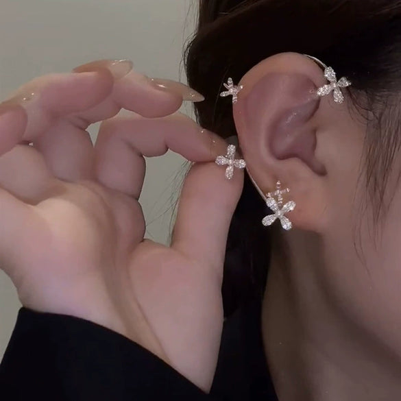 Alloy Jewelry Microinlay Butterfly Women's Ear Clip And Ear Hanging Earrings Without Ear Holes