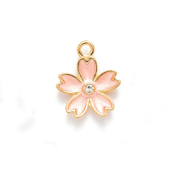 Alloy Jewelry Pendant Bracelet With Cherry Blossom Plants Flowers Style And Totem Pattern And Dripping Oil Design