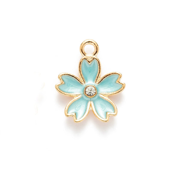 Alloy Jewelry Pendant Bracelet With Cherry Blossom Plants Flowers Style And Totem Pattern And Dripping Oil Design