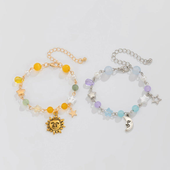 Alloy Jewelry Personality Retro Small Elephant Cow Head Ot Buckle Chain Bracelet With Crown Heart Shape Flower Bow Tie Star Shape Electroplated For Women