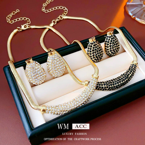 Alloy Jewelry Set For Women With Diamond Love Water Drops And Bells Pattern Medieval Vintage Style