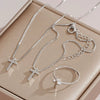 Alloy Jewelry Set With Cross Crown Roman Numeral Pattern Electroplated For Women