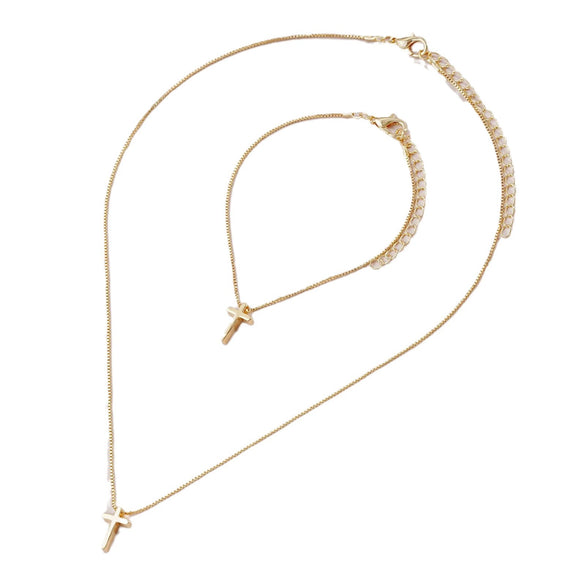 Alloy Jewelry Set With Cross Crown Roman Numeral Pattern Electroplated For Women