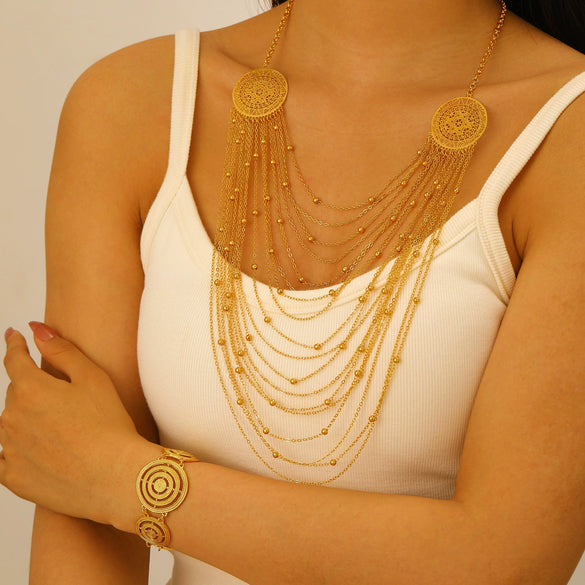 Alloy Jewelry Set With Geometric Style Electroplated Stars Sun Moon Clouds Universe Pattern For Women
