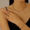 Alloy Jewelry Set With Heart Water Drop Bell Pattern Electroplated For Women Including Necklace Bracelet Earrings