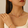Alloy Jewelry Set With Heart Water Drop Bell Pattern Electroplated For Women Including Necklace Bracelet Earrings